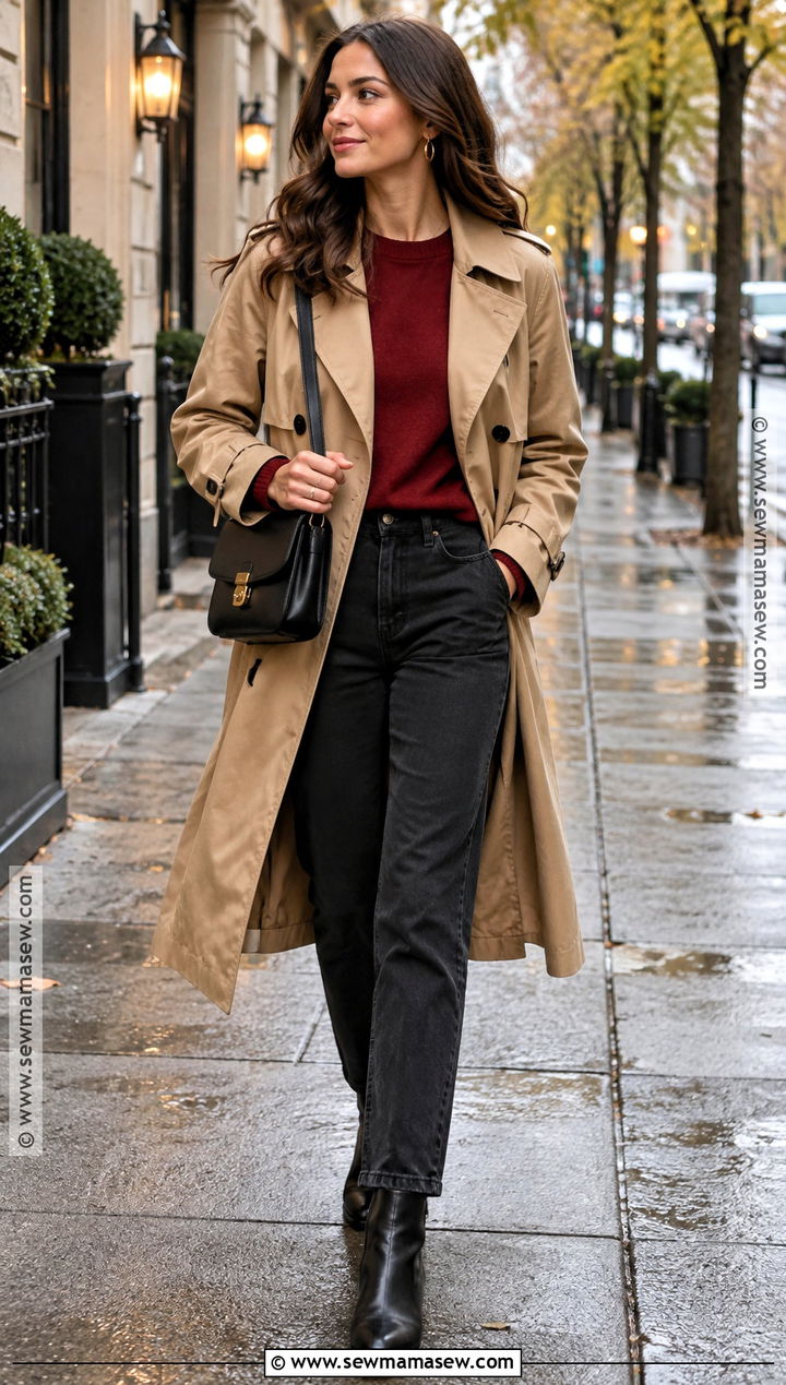 Trench Coat And Black Jeans Fall Date Outfit - 20 cute date outfits for fall