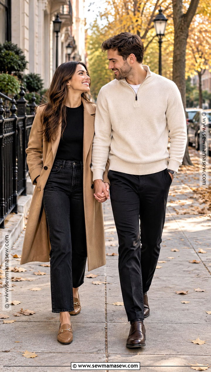 Trench Coat And Black Jeans Fall Engagement Outfit - 15 fall engagement pictures outfit casual ideas