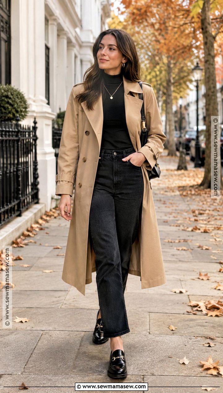 Trench Coat And Black Jeans Outfit - 15 fall fashion 2420 ideas