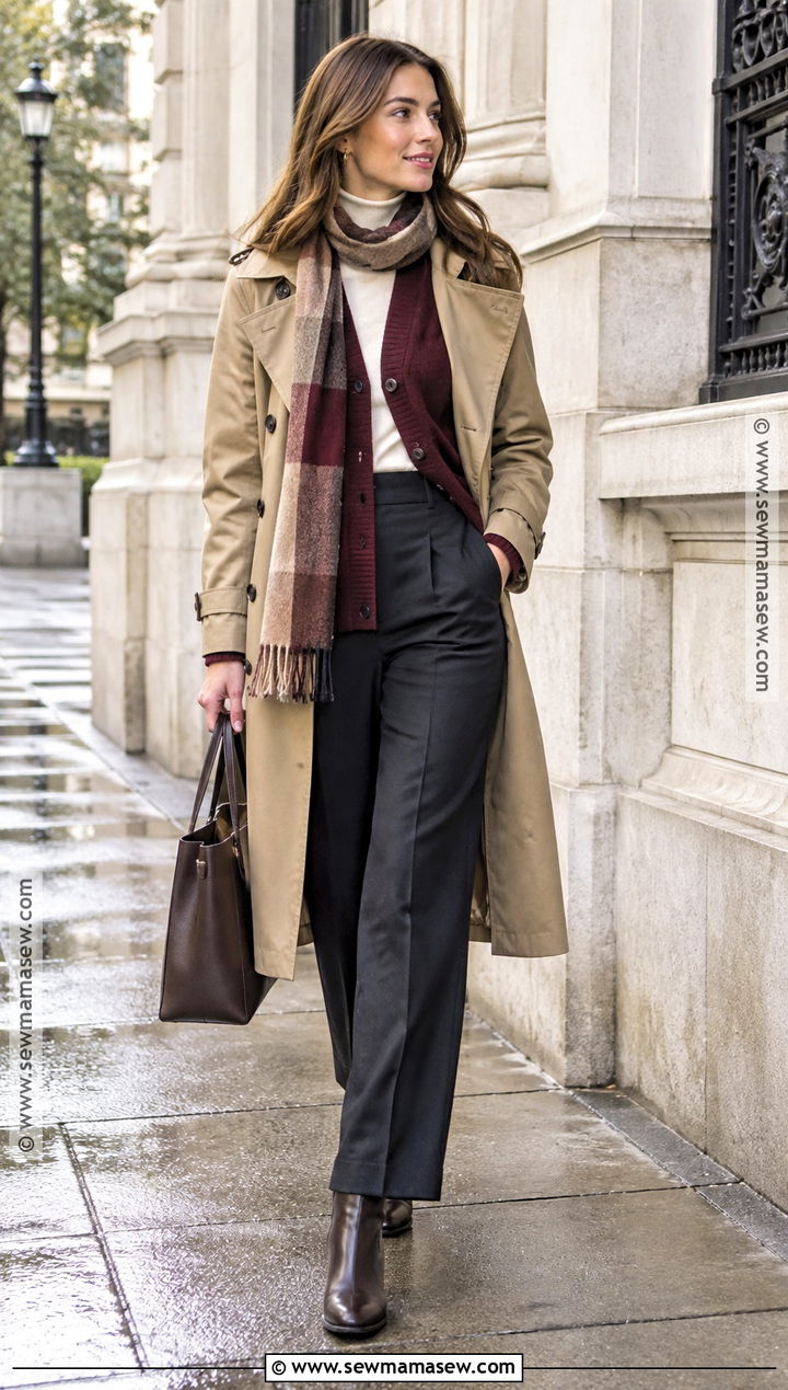 Trench Coat And Cardigan Cold Weather Outfit - 25 fall cold weather outfits