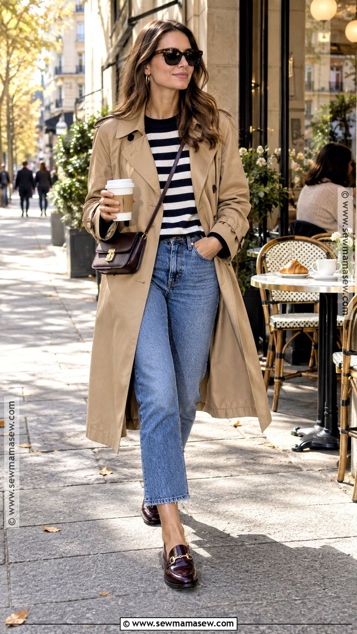 Trench Coat And Cropped Jeans Fall Brunch Outfit - 20 Fall Outfits Brunch