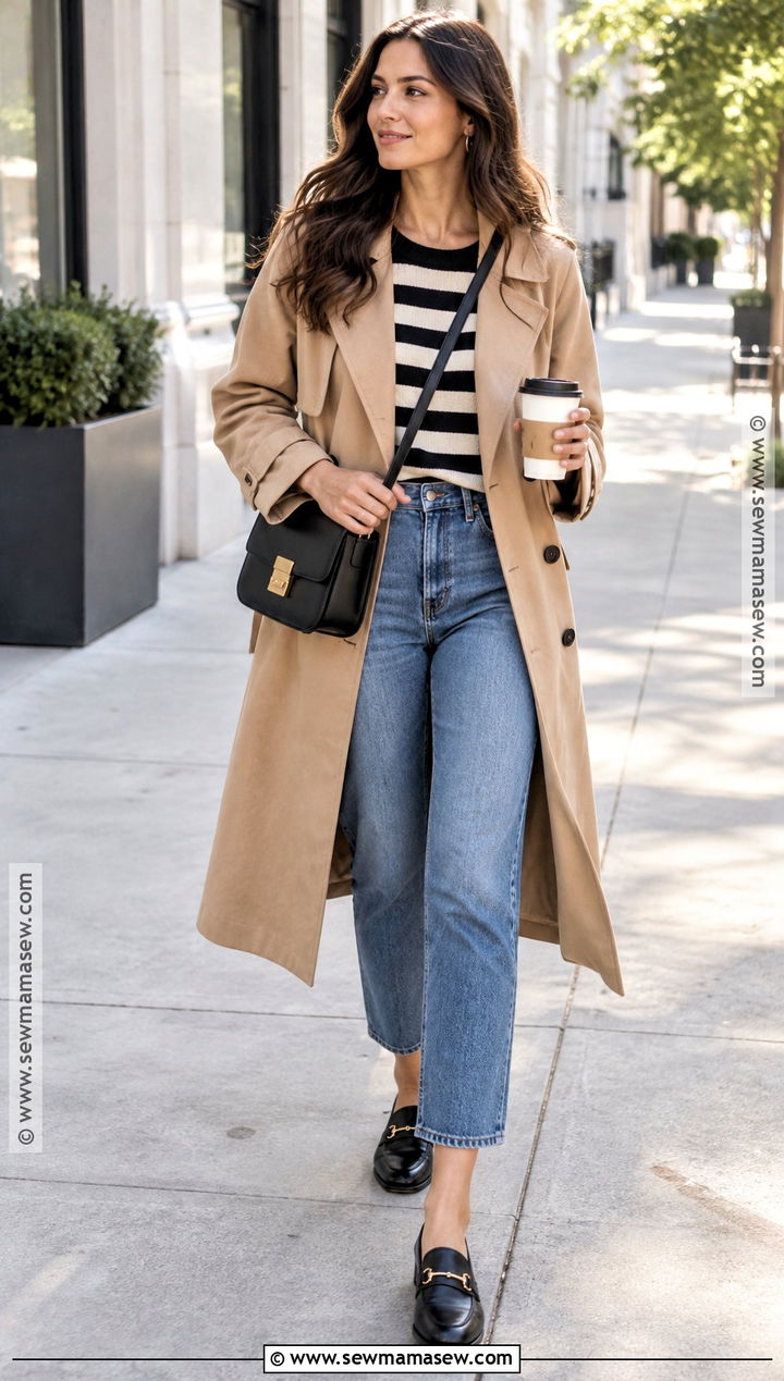 Trench Coat And Cropped Jeans Fall Date Night Outfit - 15 date night casual outfit fall ideas