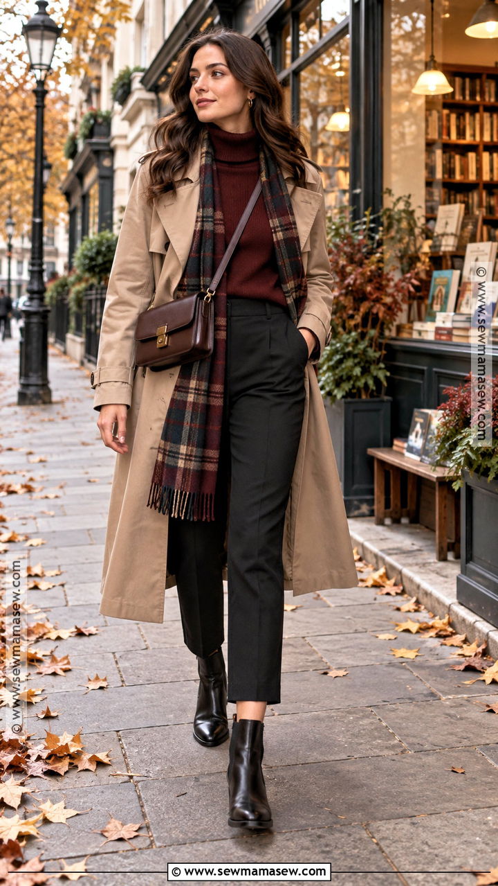Trench Coat And Cropped Trousers Dark Academia Outfit - 20 Autumn Dark Academia Outfits