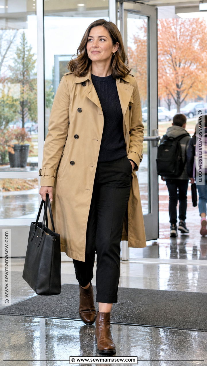 Trench Coat And Cropped Trousers Teacher Fall Outfit - 25 teacher fall outfits
