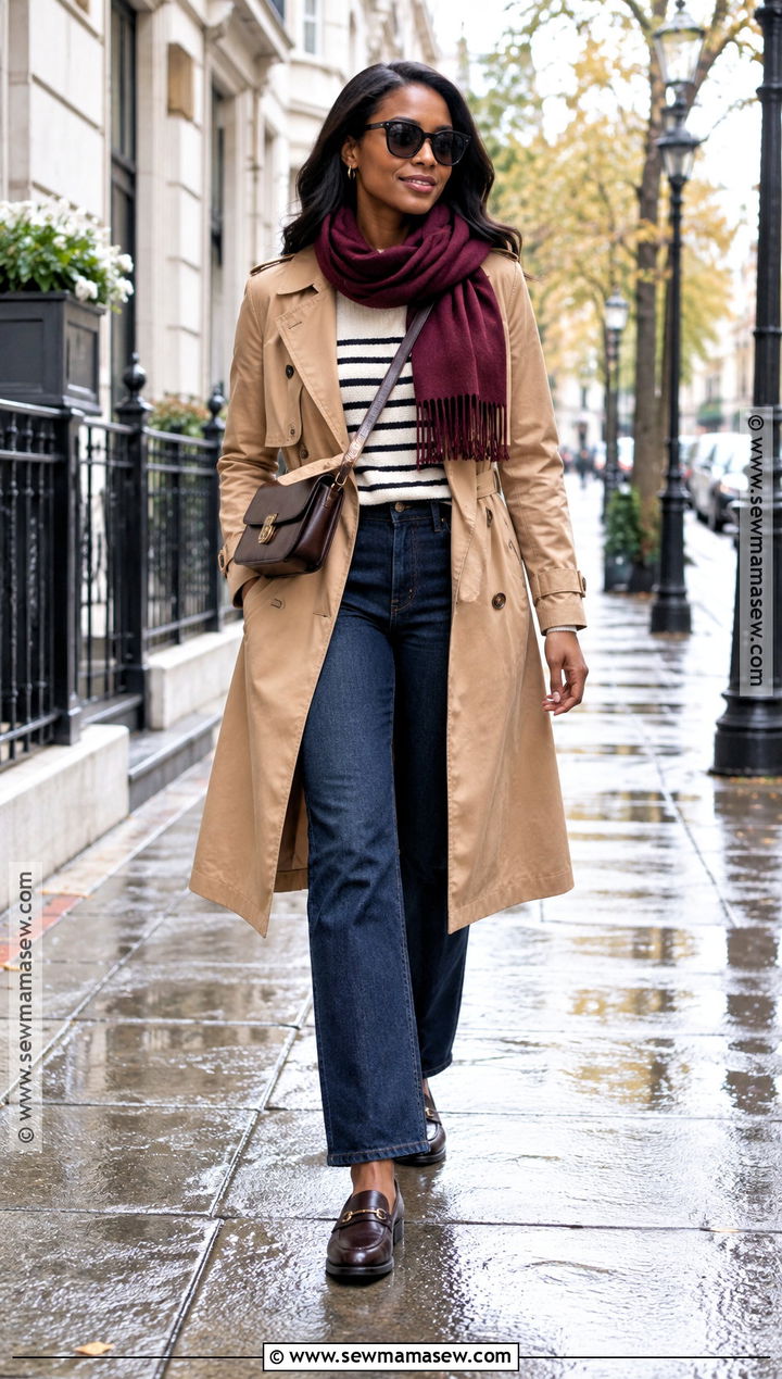 Trench Coat And Dark Denim Fall Outfit - 30 fall outfits for black women