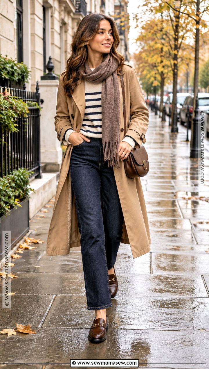 Trench Coat And Dark Jeans Autumn Outfit - 20 autumn cozy outfit ideas