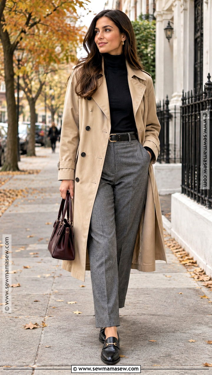 Trench Coat And Gray Trouser Outfit - 15 fall fashion 2026 women 25 ideas