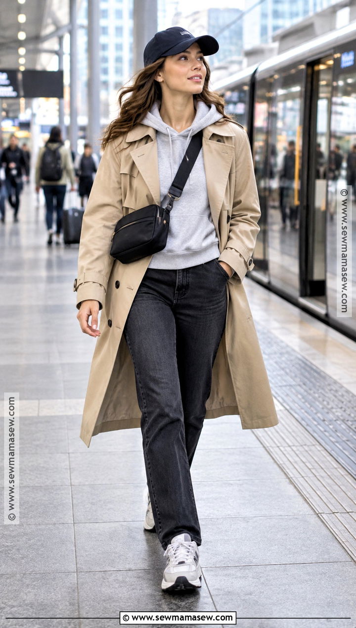 Trench Coat And Hoodie Autumn Travel Outfit - 20 autumn outfits travel