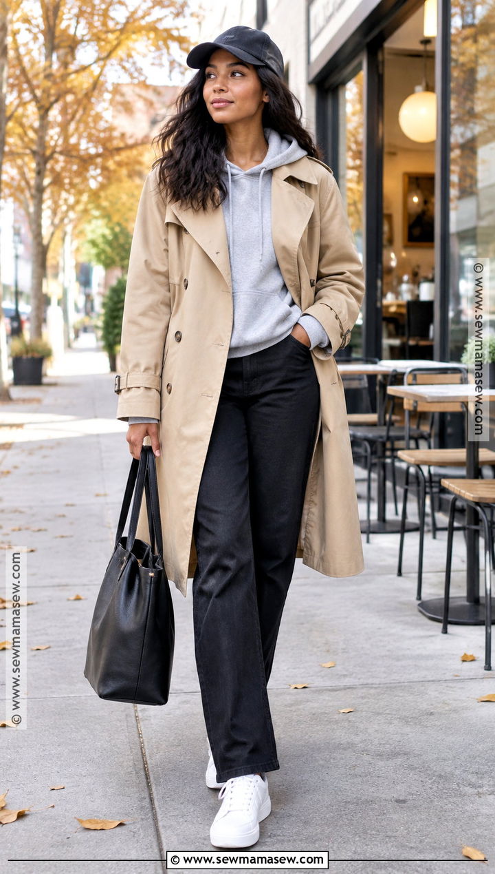 Trench Coat And Hoodie Fall Streetwear Outfit - 20 fall street wear ideas