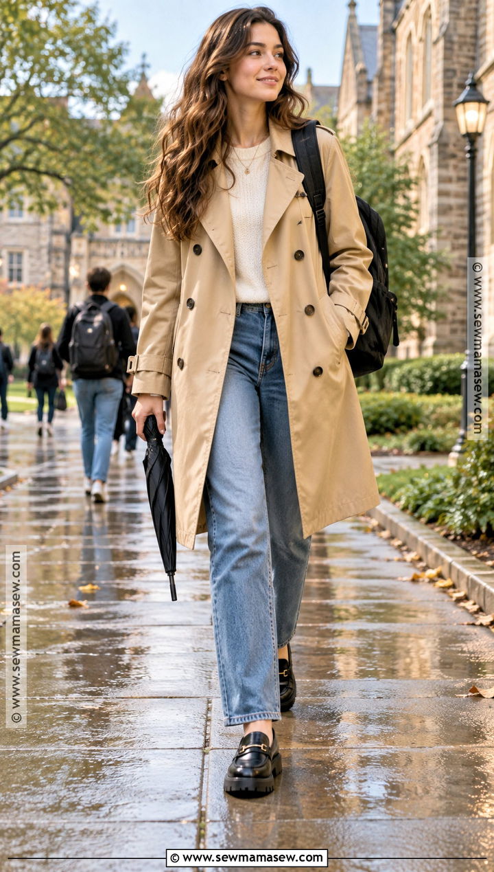Trench Coat And Jeans Back To School Outfit - 25 back to school fits