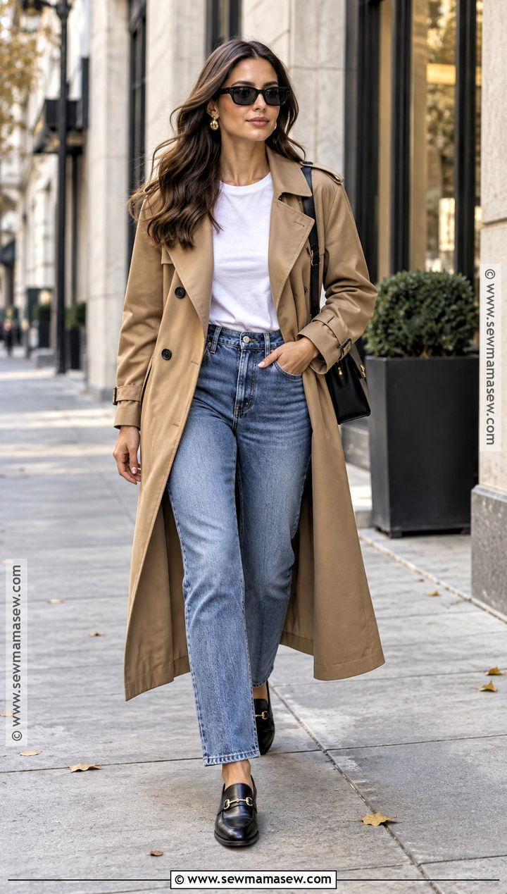 Trench Coat And Jeans City Outfit - 20 Fall Outfits City