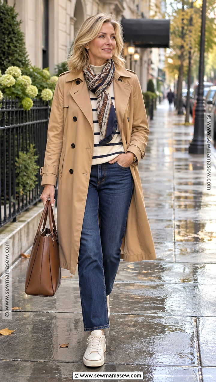 Trench Coat And Jeans Fall Outfit - 15 Affordable Fall Outfit Ideas