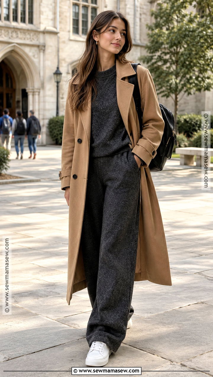 Trench Coat And Knit Set School Outfit - 25 fall fits for school