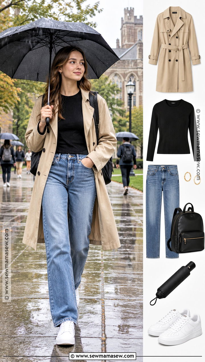 Trench Coat And Knit Top Back To School Outfit - 15 back to school outfit collage ideas