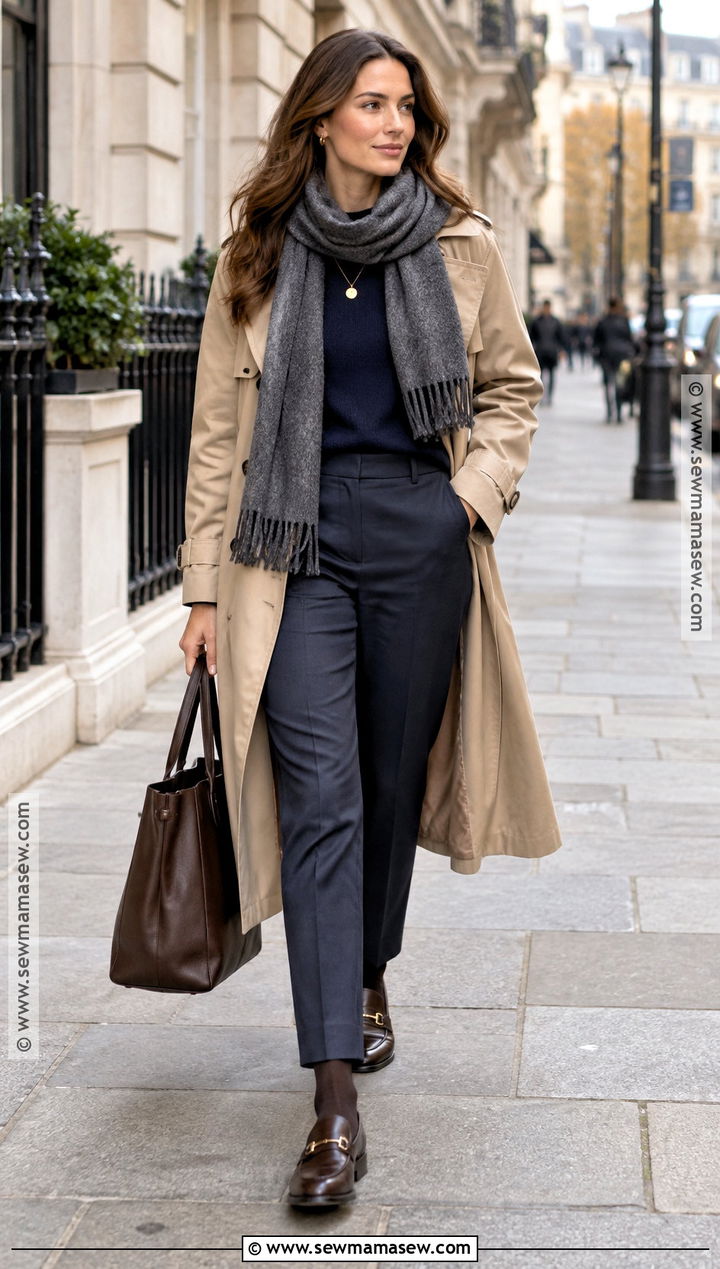 Trench Coat And Loafer Old Money Fall Outfit - 15 Old Money Fall Winter Outfits