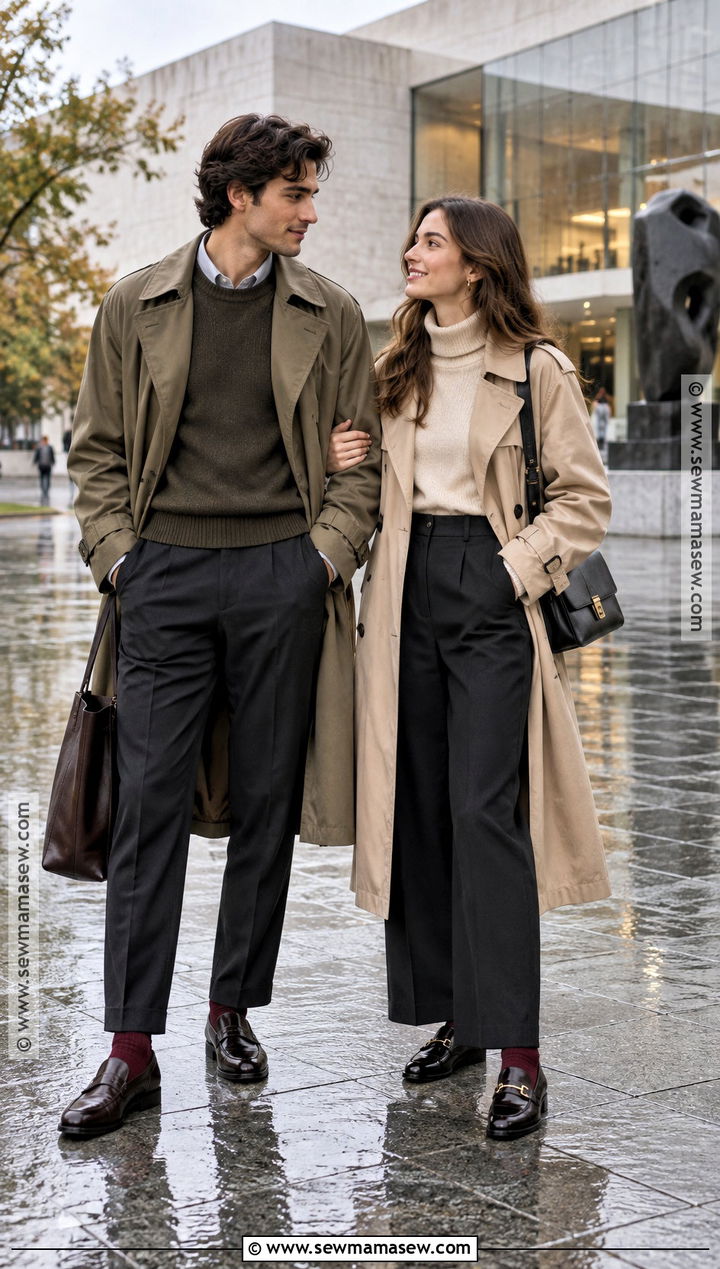 Trench Coat And Loafers Autumn Couple Outfit - 20 autumn couple outfit ideas