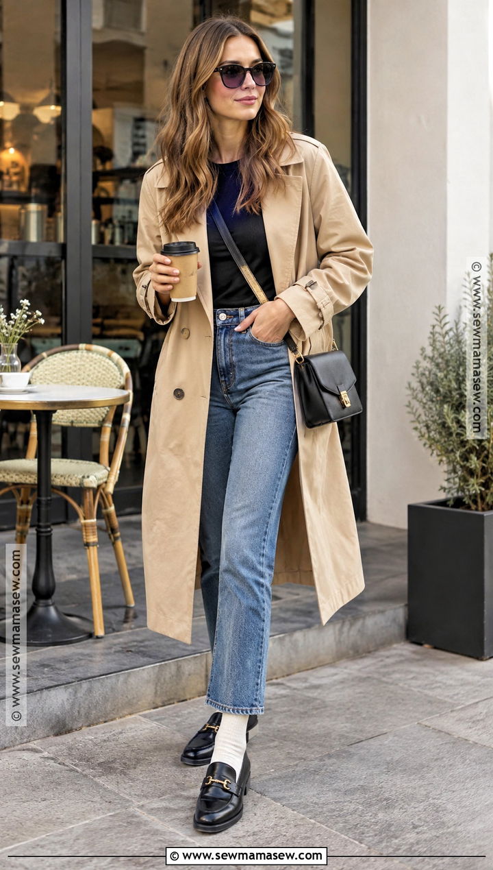 Trench Coat And Loafers Coffee Date Outfit - 20 coffee date outfit fall ideas