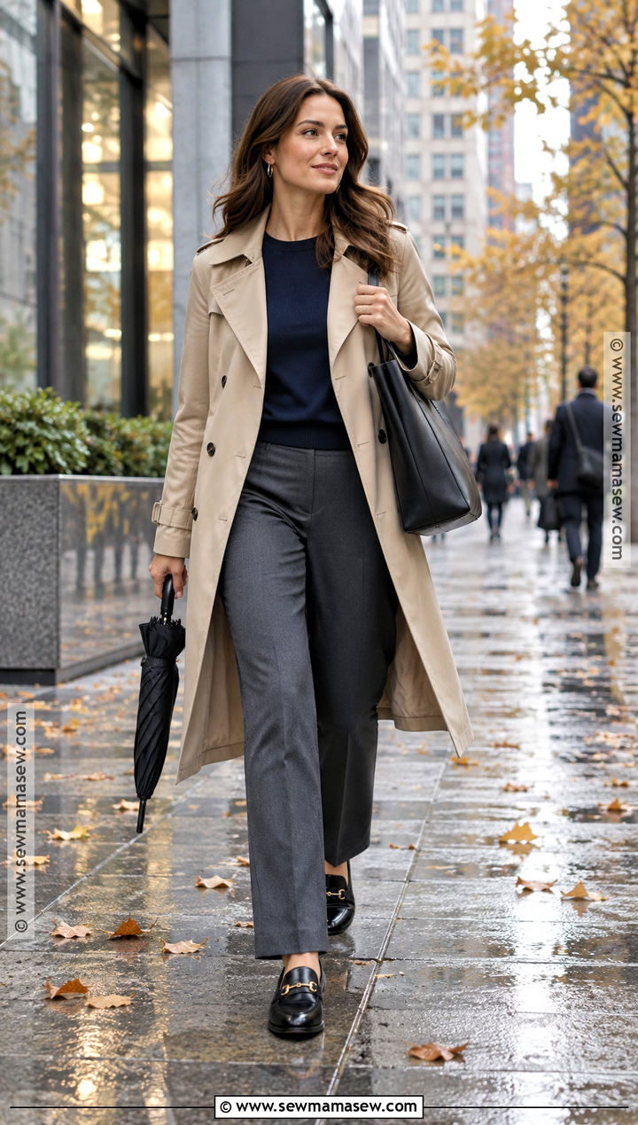 Trench Coat And Loafers Fall Work Outfit - 15 Fall Work Looks for Women