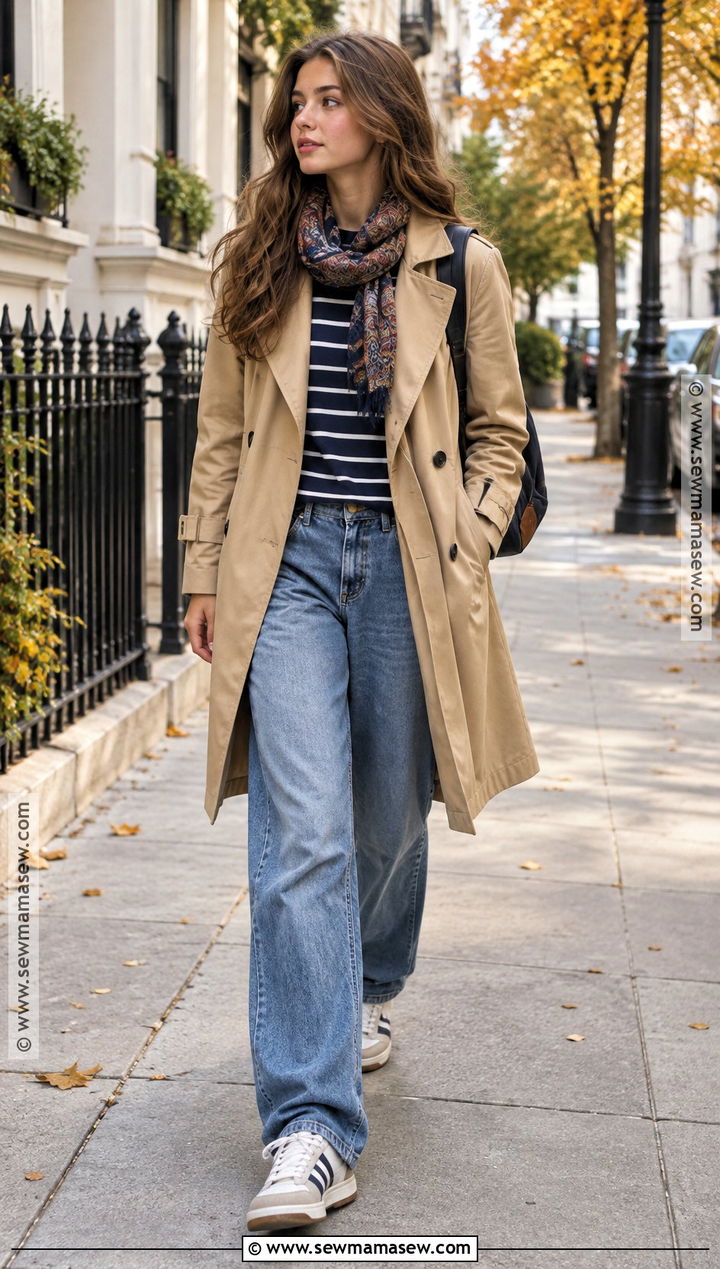 Trench Coat And Loose Jeans Outfit - 20 Fall Teen Girl Outfits