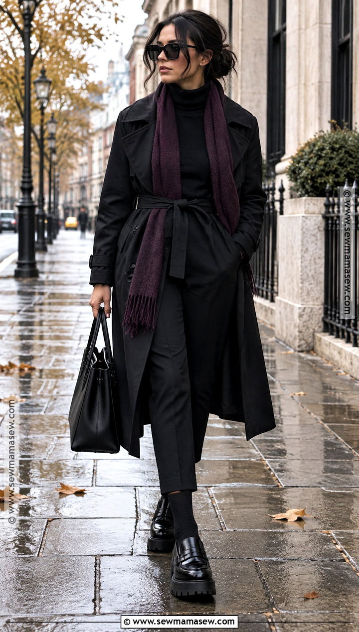 Trench Coat And Platform Loafers Autumn Goth Outfit - 20 autumn goth outfits