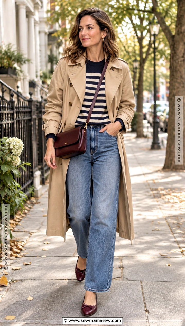 Trench Coat And Relaxed Jeans Fall Date Night Outfit - 15 datenight fall outfits casual
