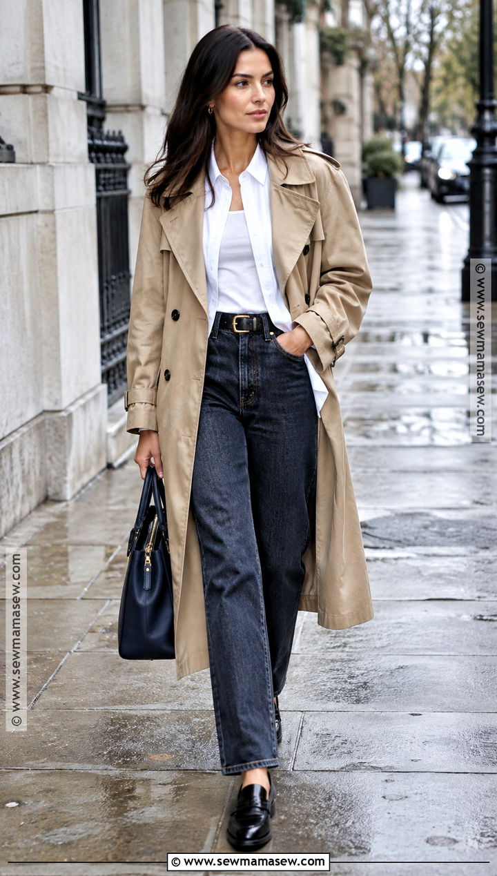Trench Coat And Straight Jeans Fall Outfit - 15 Fall Outfits Women Trendy