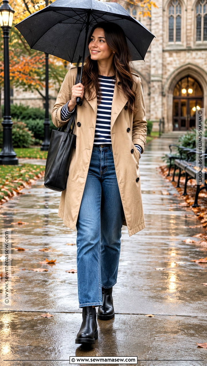 Trench Coat And Straight Jeans Fall Semester Outfit - 20 fall semester outfits