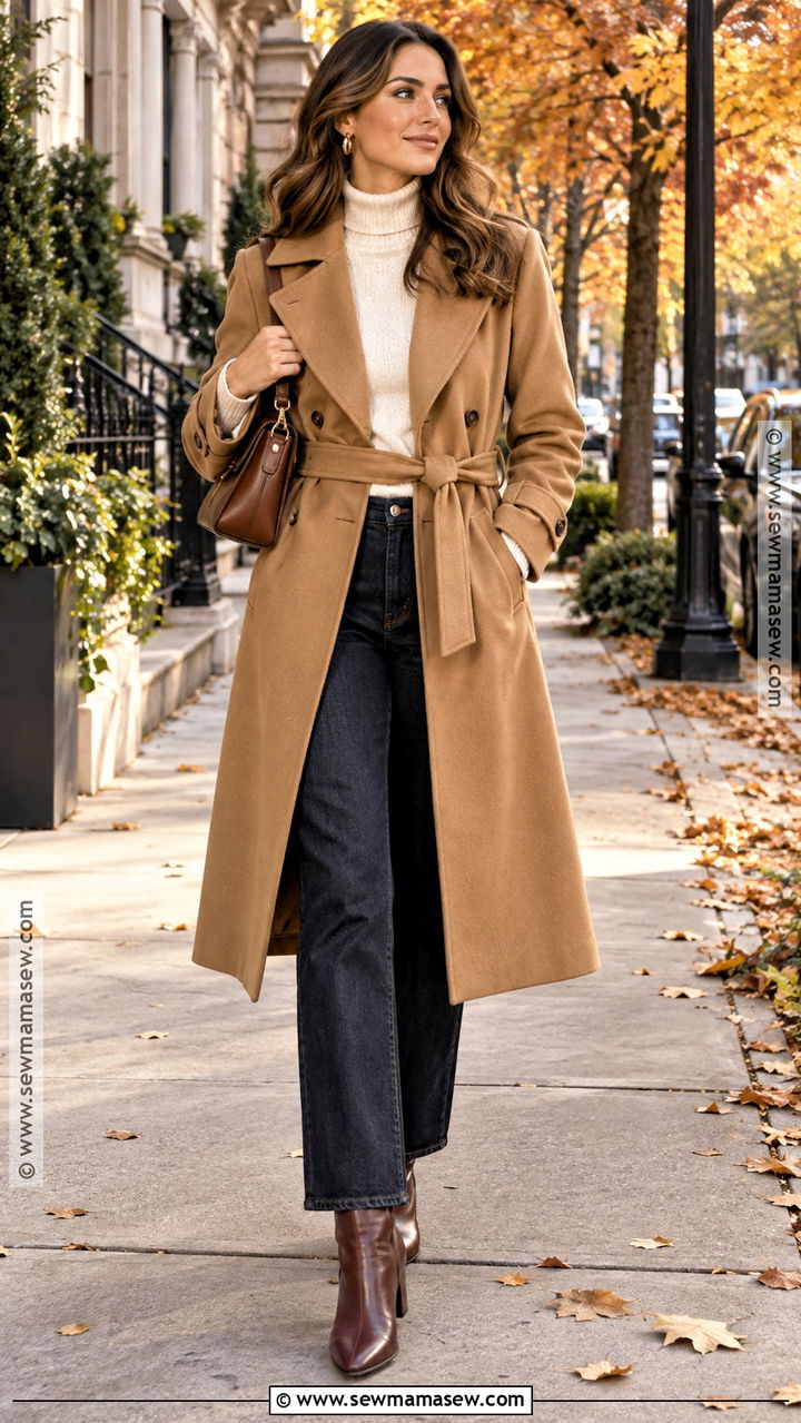 Trench Coat And Straight Leg Jeans Autumn Outfit - 20 layered autumn outfits