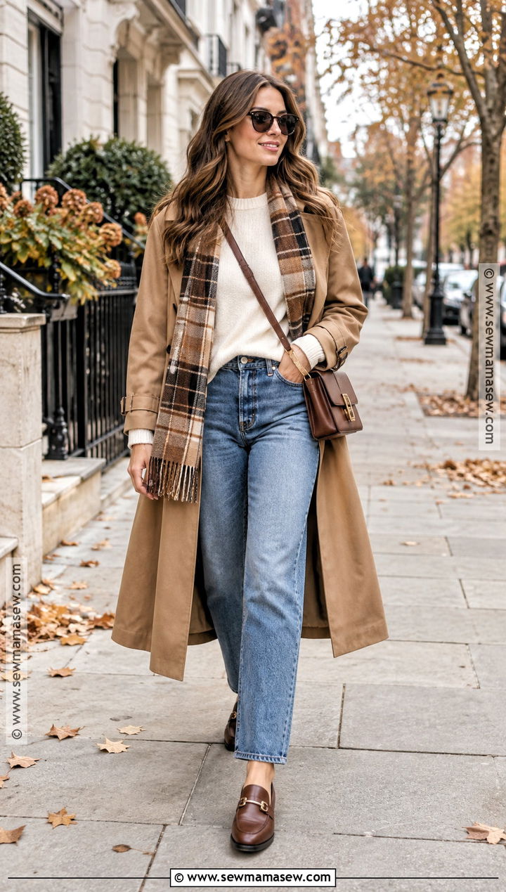 Trench Coat And Straight Leg Jeans Outfit - 15 Fall Winter 2026 Capsule Wardrobe Ideas
