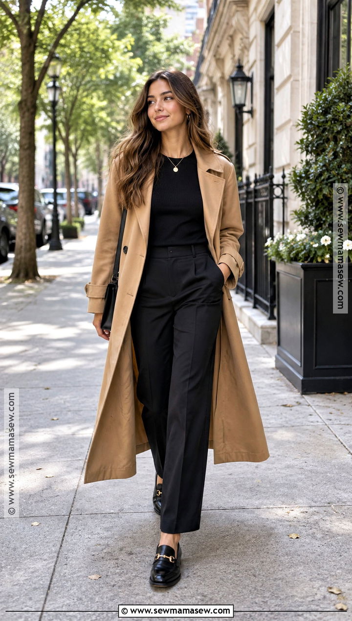 Trench Coat And Straight Leg Trousers Senior Photo Outfit - 25 senior photo outfits fall