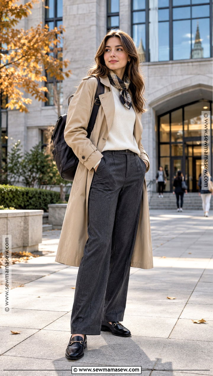 Trench Coat And Tailored Pants School Outfit - 20 Fly Back To School Outfits