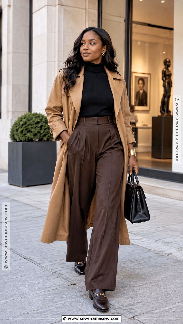 Trench Coat And Tailored Trousers Fall Date Night Outfit - 15 fall date night outfit black women casual ideas