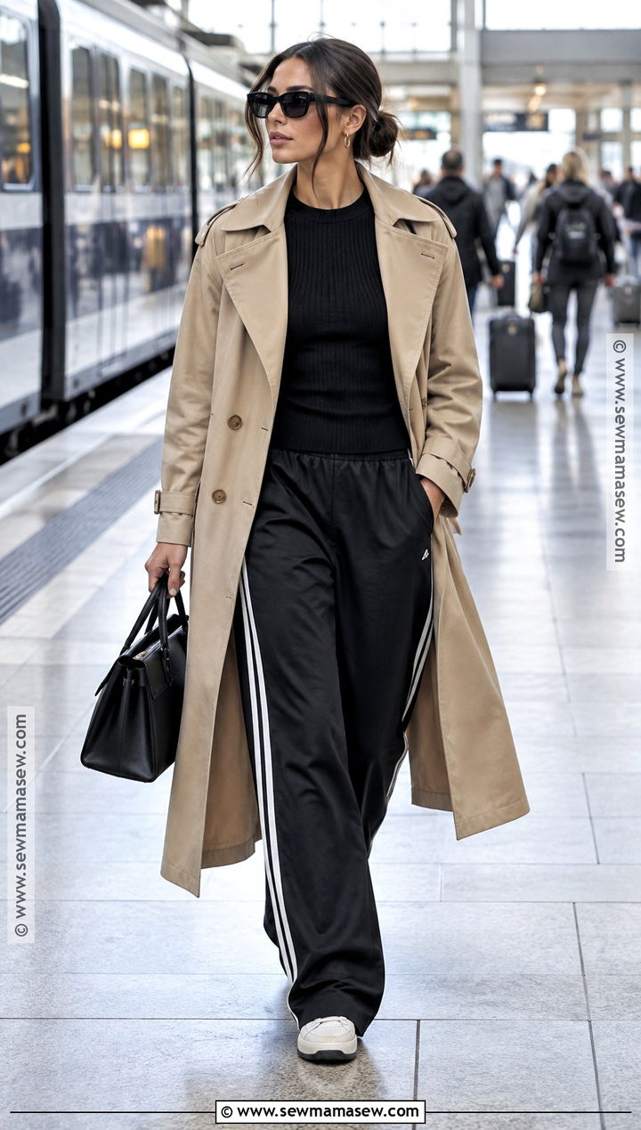 Trench Coat And Track Pants Fall Outfit - 20 fall cool girl outfits