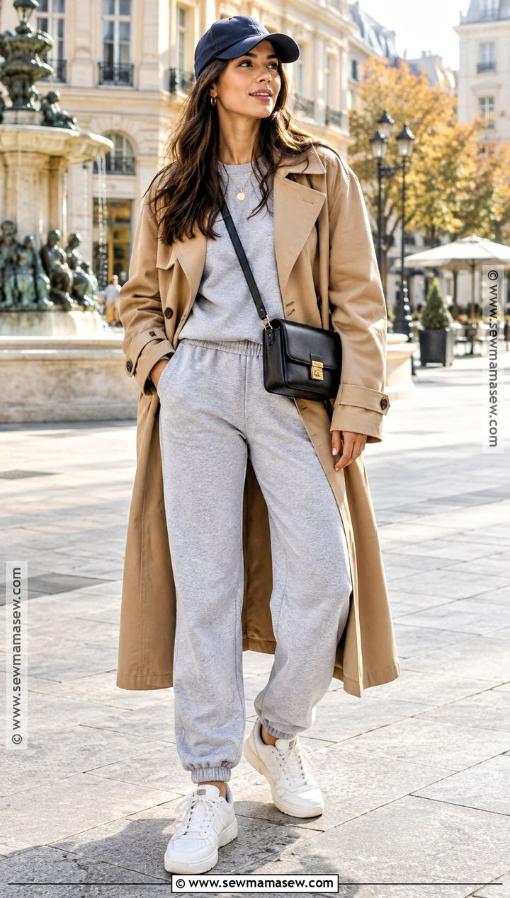 Trench Coat And Tracksuit Streetwear Outfit - 20 Streetwear Fashion Autumn Ideas