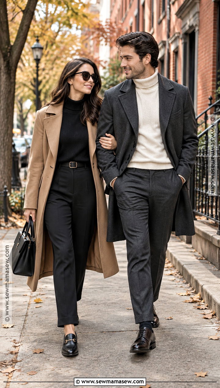 Trench Coat And Trousers Fall Couple Outfit - 15 fall outfit ideas for couple pictures