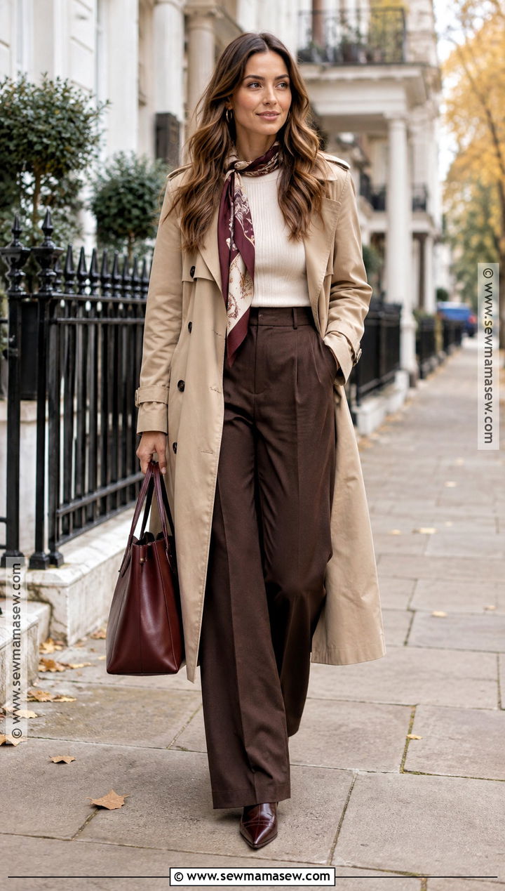 Trench Coat And Wide Leg Trousers Autumn Outfit - 25 outfit for autumn ideas