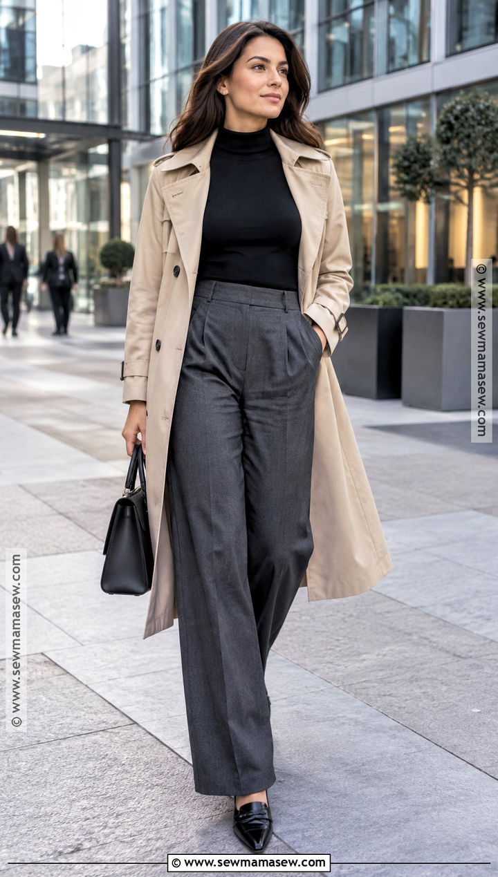 Trench Coat And Wide Leg Trousers Fall Outfit - 15 fall chic outfits 2026