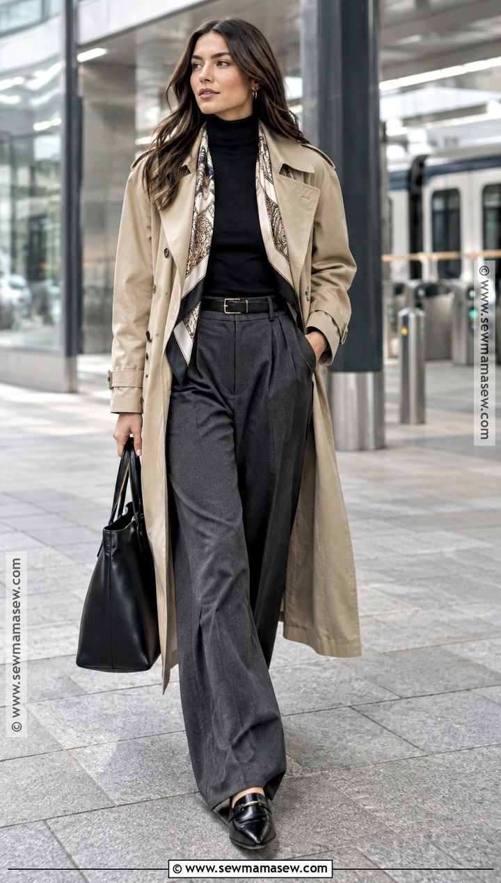Trench Coat And Wide Leg Trousers Outfit - 15 autumn looks 2026 for women