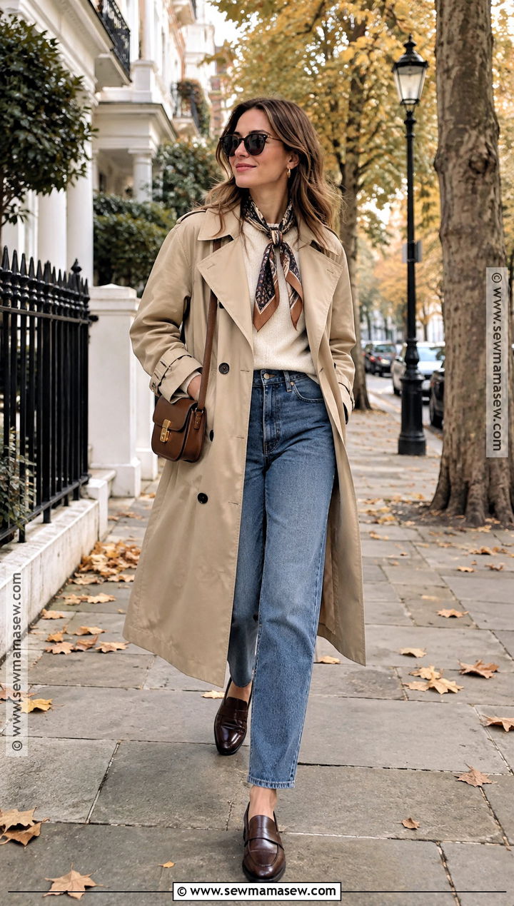 Trench Coat Fall Outfit With Straight Leg Jeans - 20 uk fall outfits