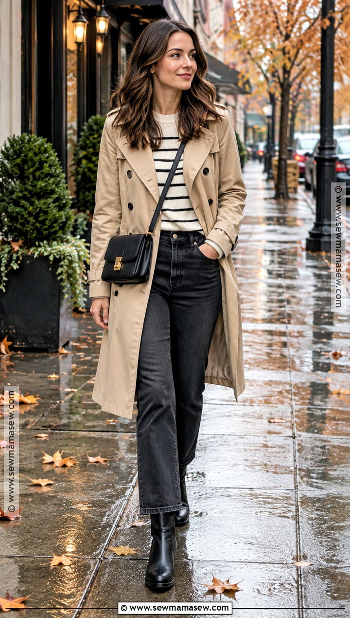 Trench Coat Jeans And Rain Boots Outfit - 25 autumn rainy day outfit ideas