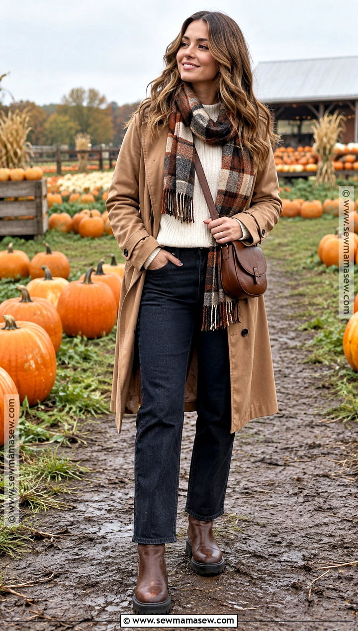 Trench Coat Pumpkin Patch Outfit - 25 pumpkin patch outfits