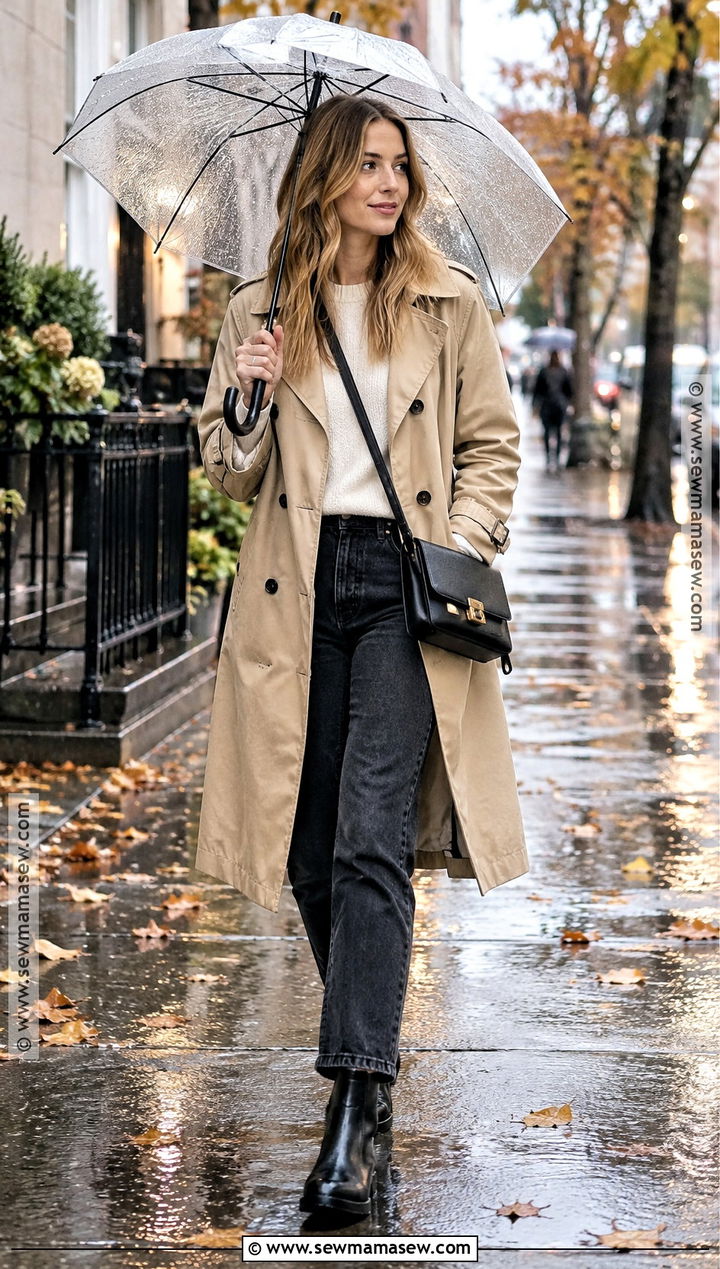 Trench Coat Rainy Fall Outfit - 25 rainy fall outfit ideas