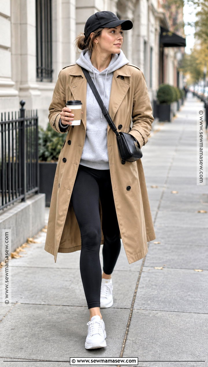 Trench Coat With Hoodie And Leggings - 15 Fall Fashion 2026 Ideas for Women