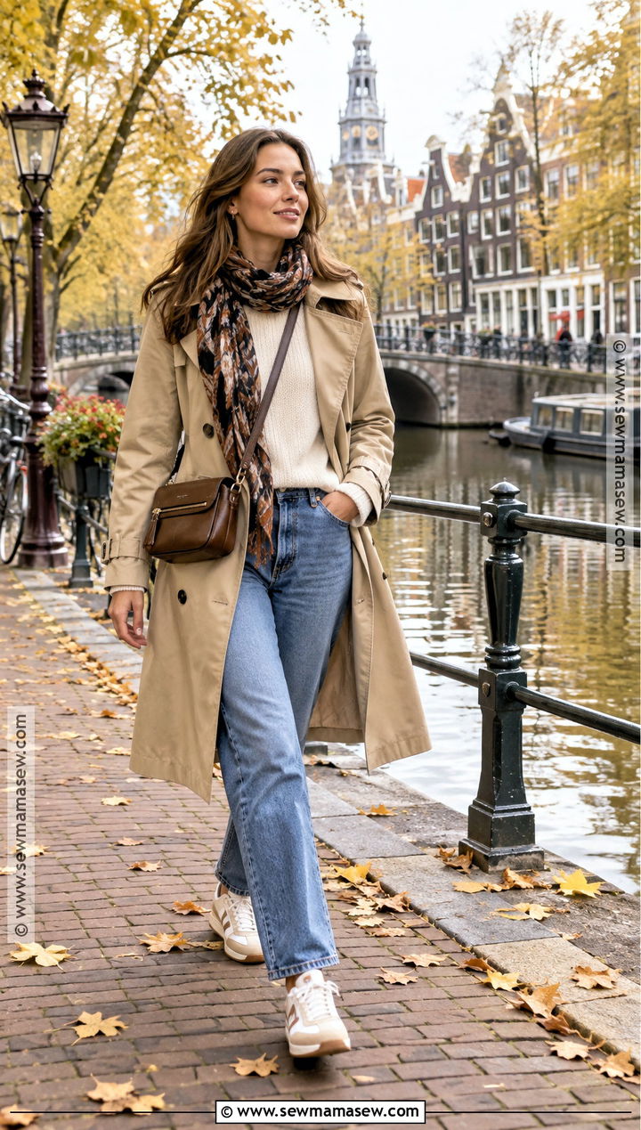 Trench Coat With Straight Leg Jeans - 15 amsterdam fits autumn