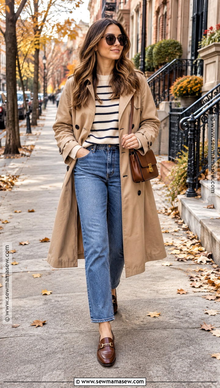 Trench Coat With Straight Leg Jeans - 30 october outfits