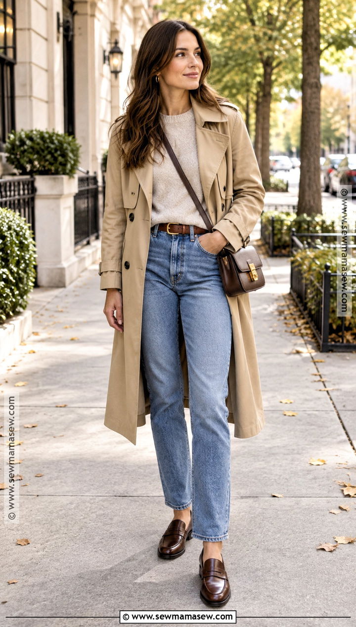 Trench Coat With Straight Leg Jeans Autumn Outfit - 15 autumn fashion women over 25 ideas