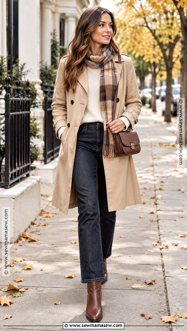 Trench Coat With Straight Leg Jeans Outfit - 20 Fall Winter Outfits for Women
