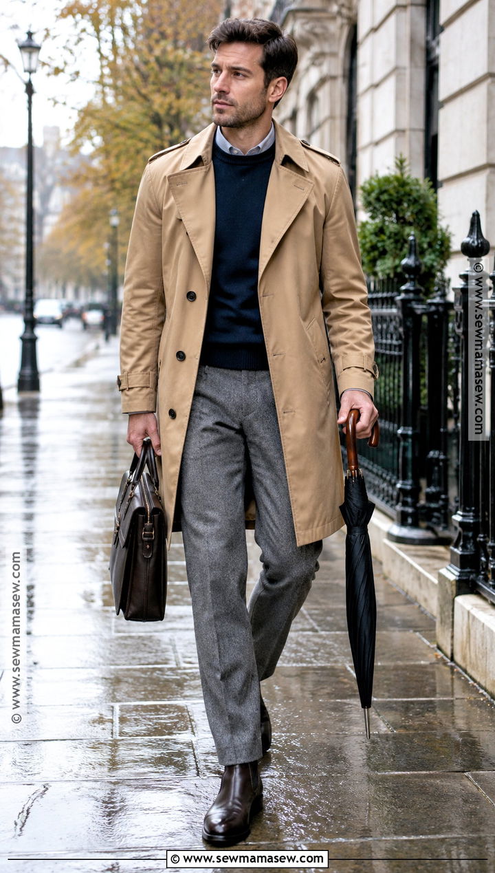 Trench Coat With Sweater And Trousers Fall Outfit - 15 fall 2026 outfits for men