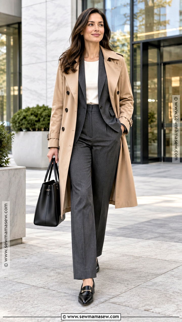 Trench Coat With Tailored Suit - 20 trench coat fall ideas