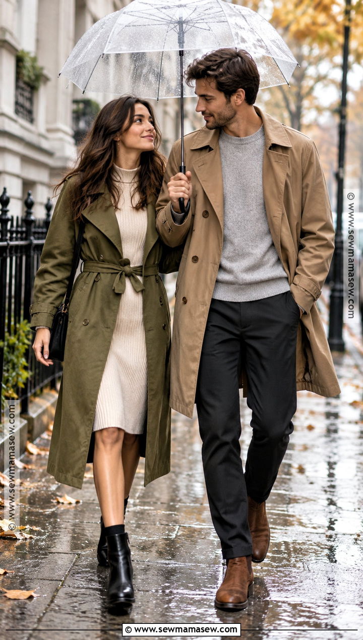 Trench Coat and Ankle Boots Fall Couple Outfit - 15 Fall Photos Couples Outfits